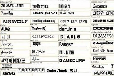 Tipos de letras de películas, grupos musicales, videojuegos ...