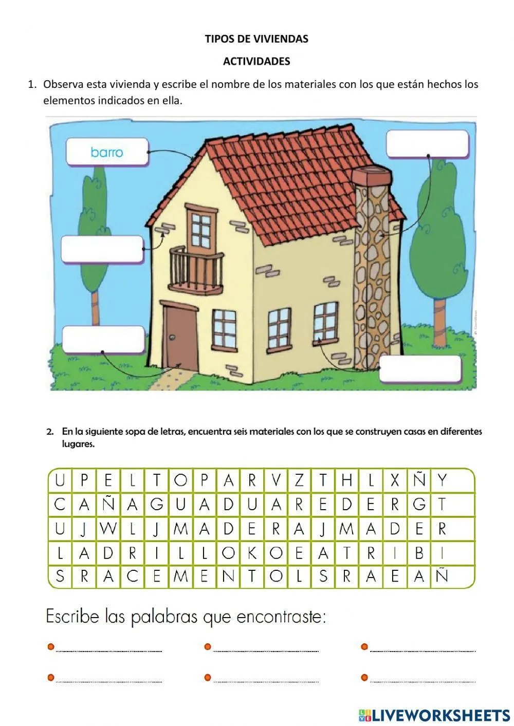 Tipos de Vivienda interactive activity | Live Worksheets Tipos de Vivienda interactive activity | Live Worksheets