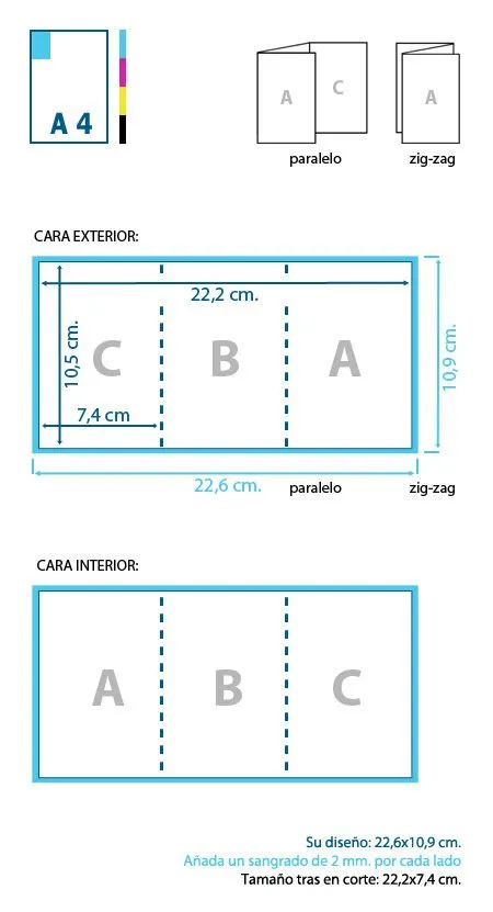 Típtico A7, vertical (74x105 mm.) - Copiweb: Impresión offset y ... Típtico A7, vertical (74x105 mm.) - Copiweb: Impresión offset y ...