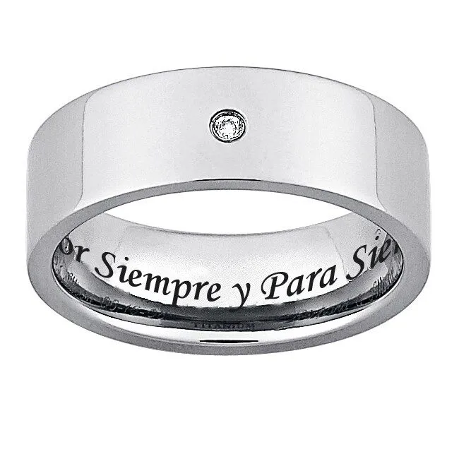 Titanium Men's Diamond Accent 'Por Siempre y Para Siempre' Band ... Titanium Men's Diamond Accent 'Por Siempre y Para Siempre' Band ...