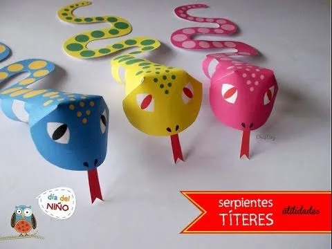 Títeres de Serpientes - Manualidades con niños - YouTube