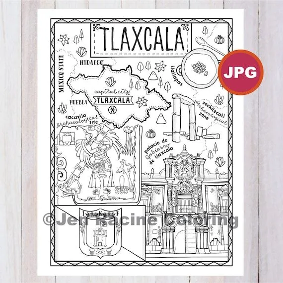 Tlaxcala Coloring Page Estado de México Estados de México - Etsy México Tlaxcala Coloring Page Estado de México Estados de México - Etsy México