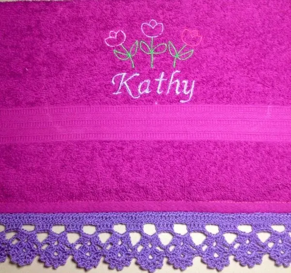 Toallas Personalizadas con Bordado y Puntilla Tejida en Crochet ...