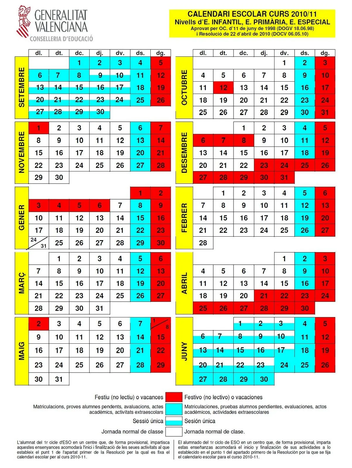 TOCALOTODO: CALENDARIO ESCOLAR 2010-2011