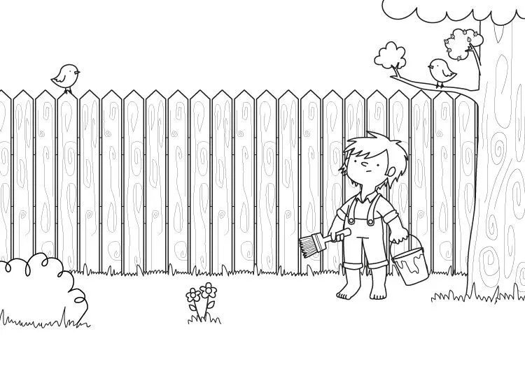 Tom Sawyer: dibujo para colorear e imprimir Tom Sawyer: dibujo para colorear e imprimir