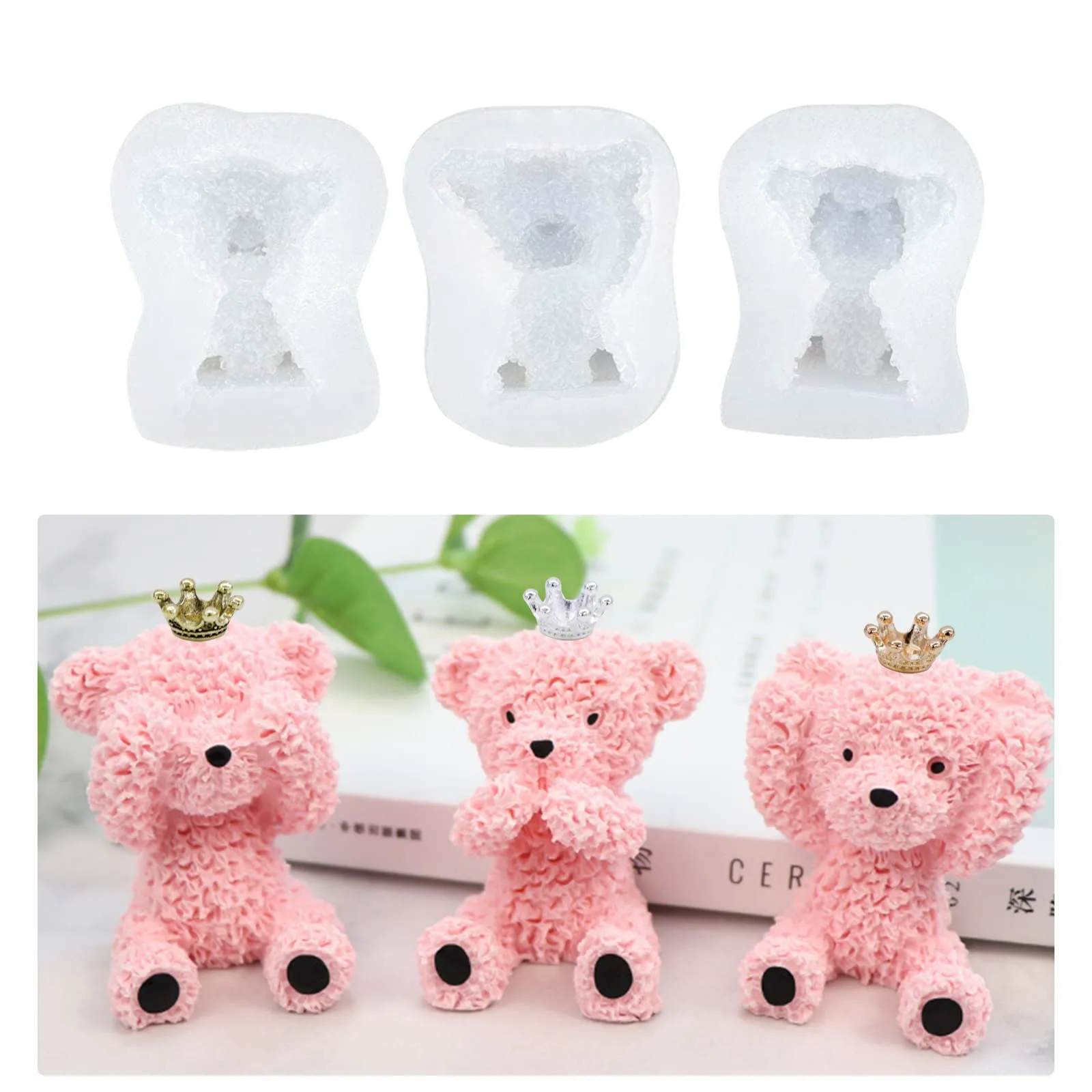 TOOYUK 3 moldes de oso de peluche 3D, molde de jabón con seis accesorios de mini TOOYUK 3 moldes de oso de peluche 3D, molde de jabón con seis accesorios de mini