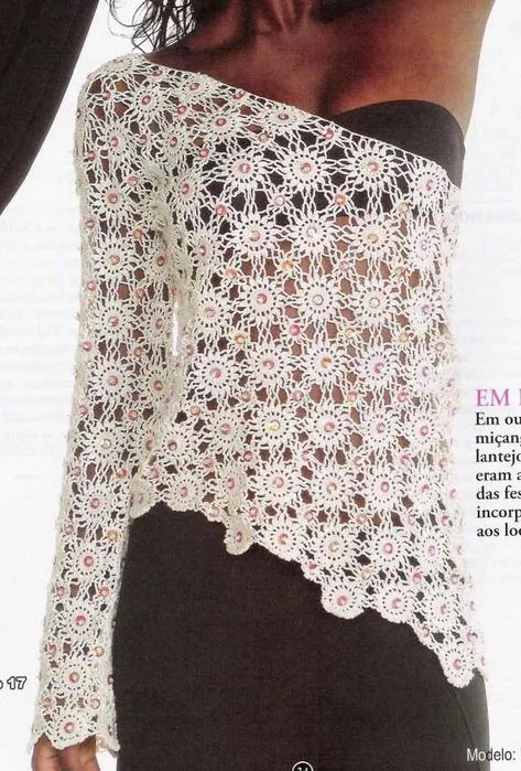 Top Camisa con una Manga - Patrones Crochet Top Camisa con una Manga - Patrones Crochet