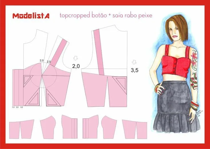 top cropped | Modelagem, Moldes, Modelista | Pinterest | Top ...