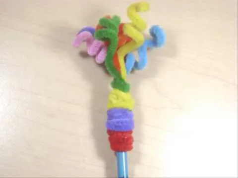 Tope decorativo para lapiz con limpia pipas de colores - YouTube Tope decorativo para lapiz con limpia pipas de colores - YouTube