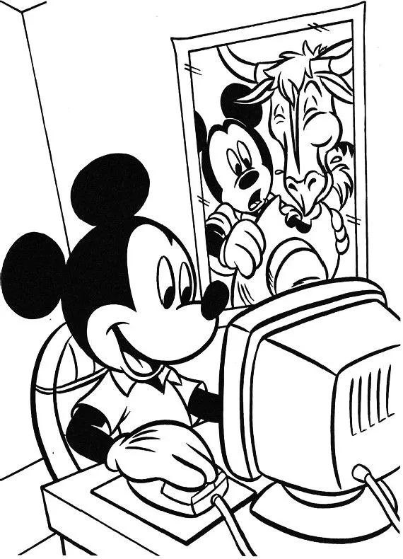 Topolino Al Computer da stampare e colorare Topolino Al Computer da stampare e colorare
