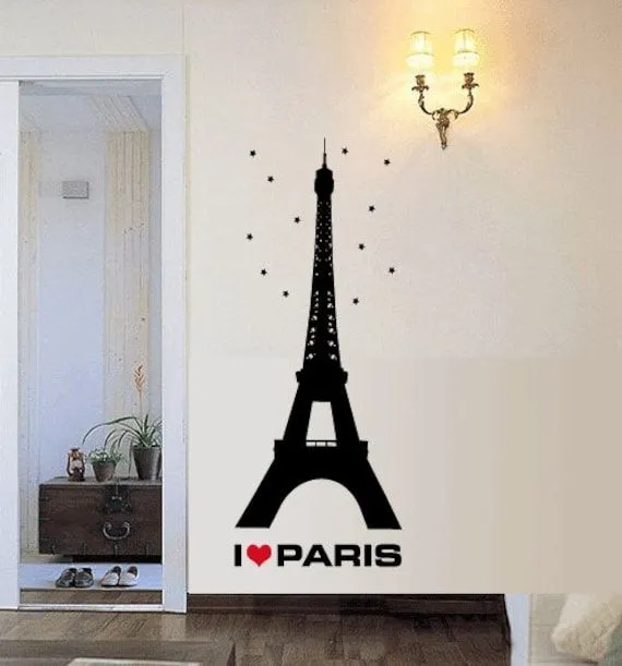 Torre Eiffel me encanta Paris etiqueta del arte de la por IDgrams