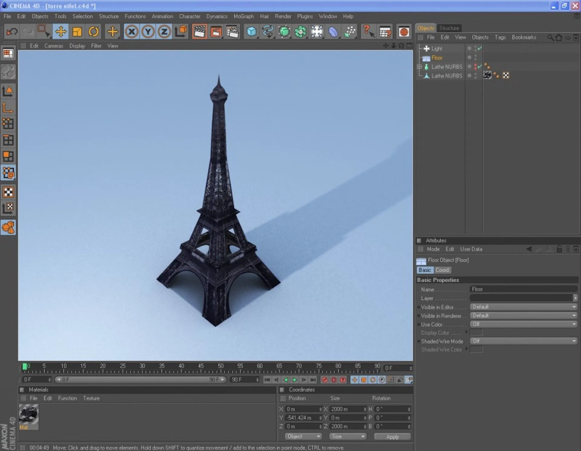 torre eiffel in lowpoly creati con cinema 4d r11 semplice