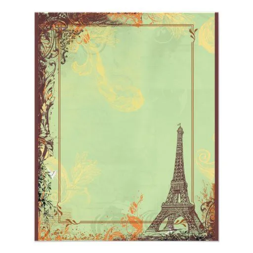 Torre Eiffel en invitaciones verdes del aviador Folleto 11,4 X 14 ...