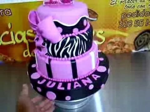 torta de animal print para quince años - YouTube