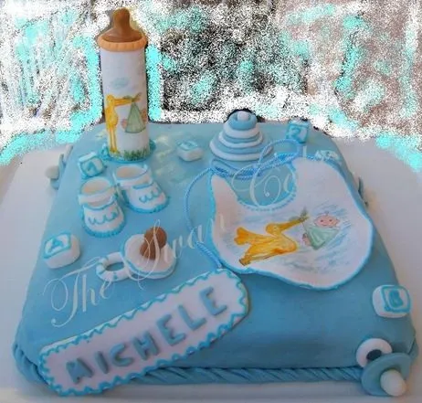 TORTA DE BAUTIZO CON BABERO DE BEBE : TORTAS UNICAS