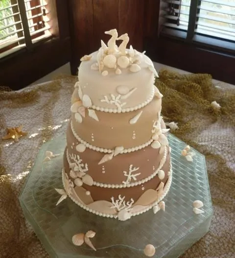 Torta de Boda con motivos Marinos - Seashells Wedding Cake ... Torta de Boda con motivos Marinos - Seashells Wedding Cake ...
