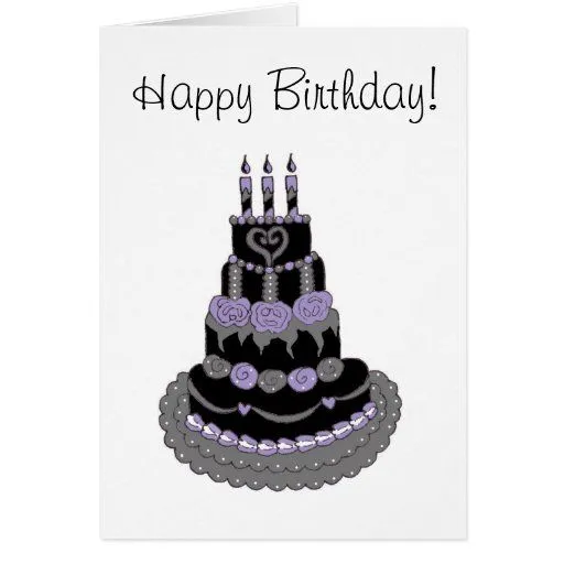 Torta de cumpleaños púrpura gótica del feliz tarjeta de ...