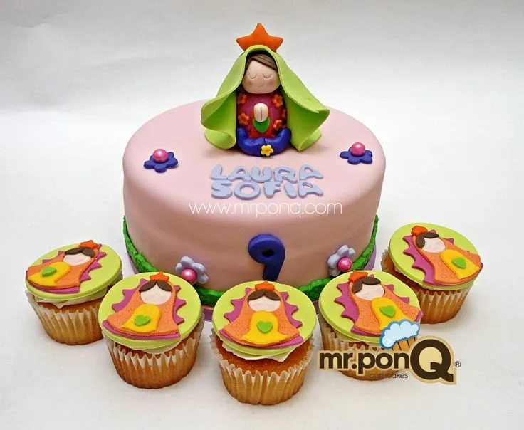 Torta y cup-cakes virgencita plis.mr.ponQ | Fondant / Girls ...