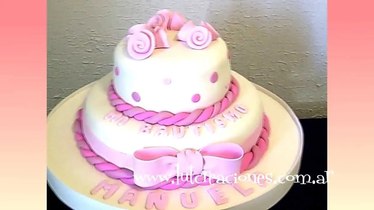 Torta Decorada Bautismo en Rosa - Lut Creaciones Tortas Decoradas ...