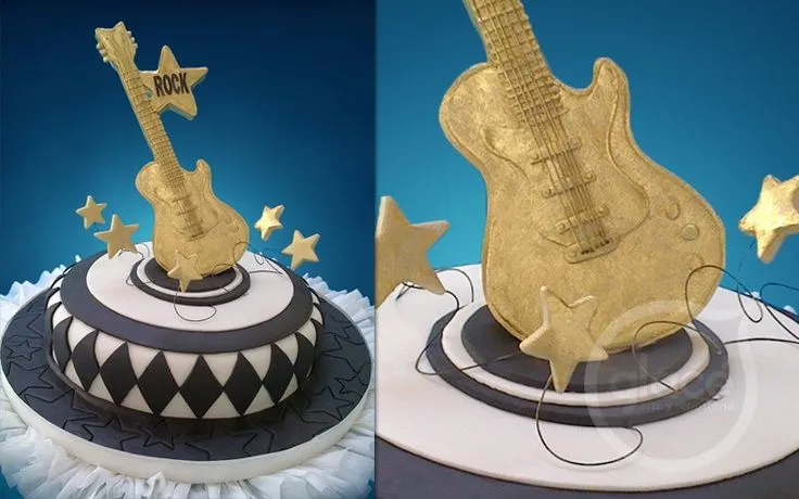 Torta decorada con guitarra. Ideal para el cumpleaños de cualquier ...