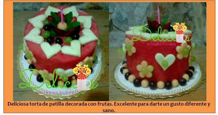 Torta de frutas, base de patilla. Sana y deliciosa | arreglos ... Torta de frutas, base de patilla. Sana y deliciosa | arreglos ...