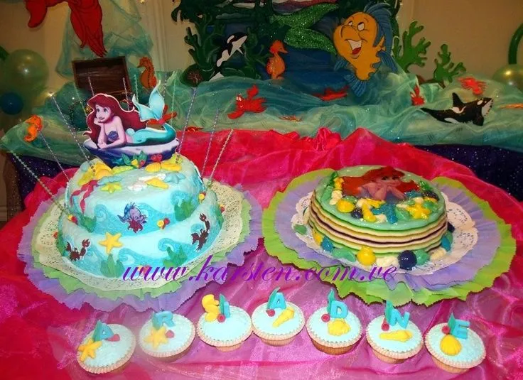 Torta, Gelatina y Cupcake´s de la Sirenita | Princess | Pinterest