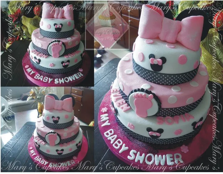 TORTA DE 2 LIBRAS EN TRES NIVELES, MOTIVO DE MINNIE PARA BABY ...