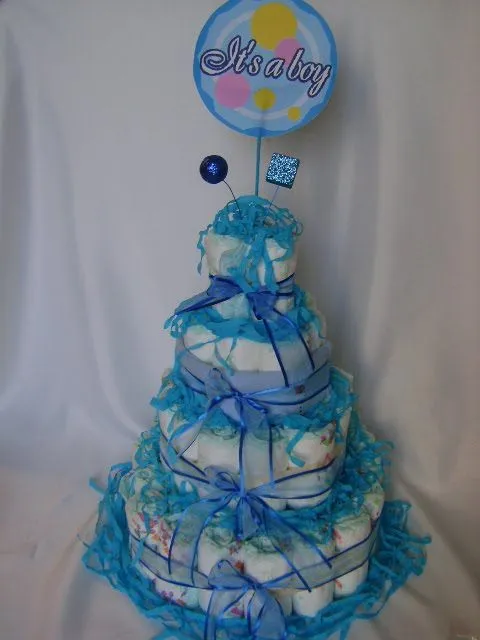 Torta de pañales baby shower niño - Imagui