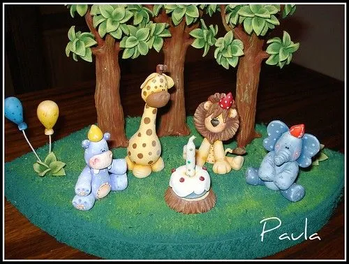 Adorno torta animales de la selva - Imagui