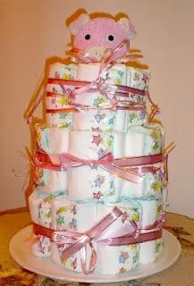 Tortas de pañales: Torta de pañales de 3 pisos para niña