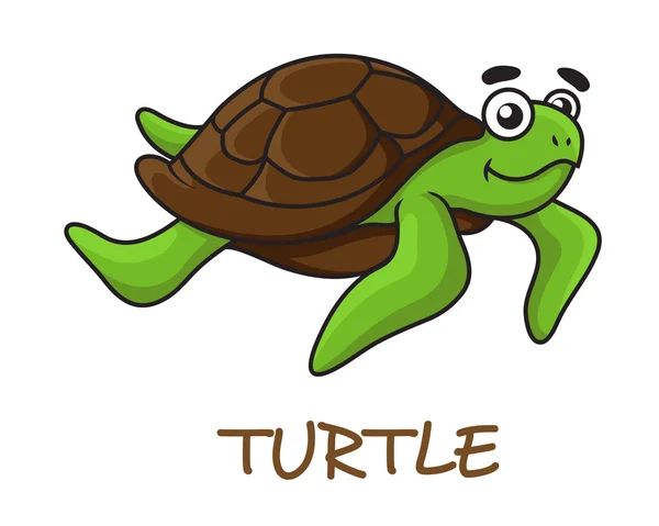 Tortuga feliz de dibujos animados lindo nadar — Vector stock ...