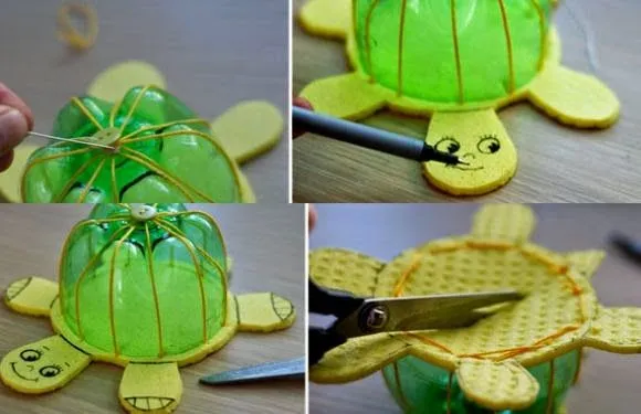 Cómo hacer una tortuga reciclando botellas pet ~ Solountip.com Cómo hacer una tortuga reciclando botellas pet ~ Solountip.com