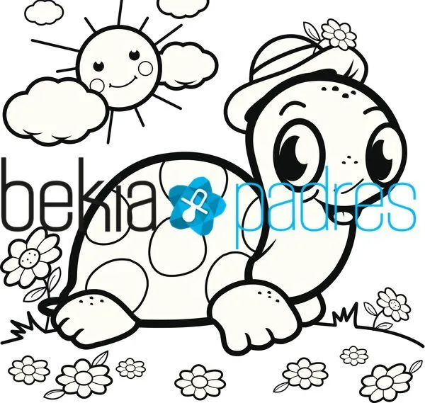 Tortuga con sombrero: dibujo para colorear