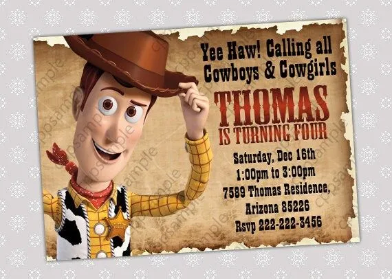 Toy Story Birthday Party Invitation Woody por CreativePartyPixels