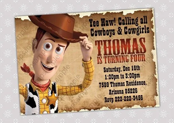 Toy Story Birthday Party Invitation Woody por CreativePartyPixels Toy Story Birthday Party Invitation Woody por CreativePartyPixels
