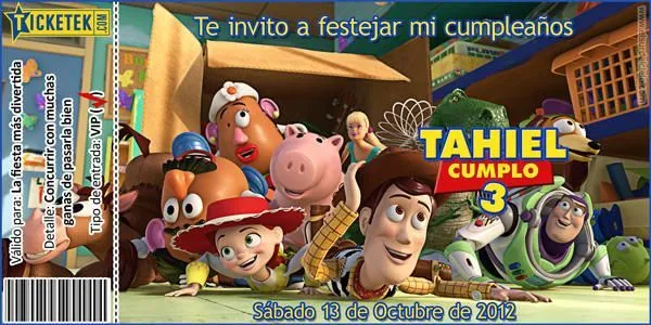 Toy Story invitation card. Tarjeta invitación tema Toy Story ...