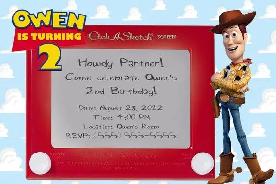 Toy Story / Woody / Etch una invitación fiesta por hoosieratheart Toy Story / Woody / Etch una invitación fiesta por hoosieratheart