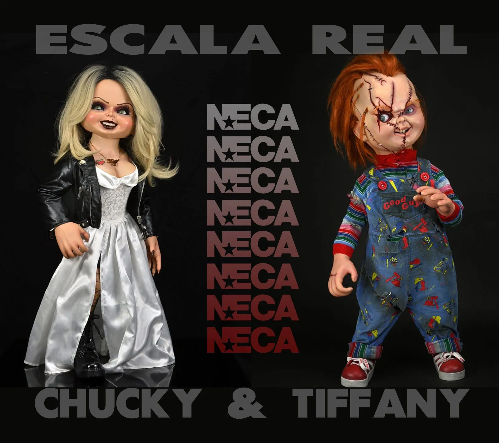 ToysTNT - Chucky + Tiffany La novia de Chucky Réplica Muñeco 1/1 76 cm NECA ** ToysTNT - Chucky + Tiffany La novia de Chucky Réplica Muñeco 1/1 76 cm NECA **