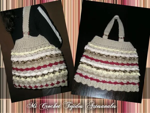 Bolso en punto escama….con onda folk…!!!!! | Mi Rincon de Crochet