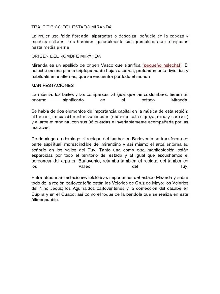 Traje Tipico Del Estado Miranda | PDF | Entretenimiento (general) Traje Tipico Del Estado Miranda | PDF | Entretenimiento (general)