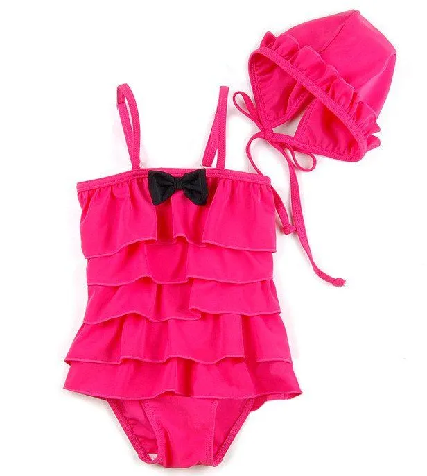 Trajes de baño rojo con volados para las niñas de los niños, traje ... Trajes de baño rojo con volados para las niñas de los niños, traje ...