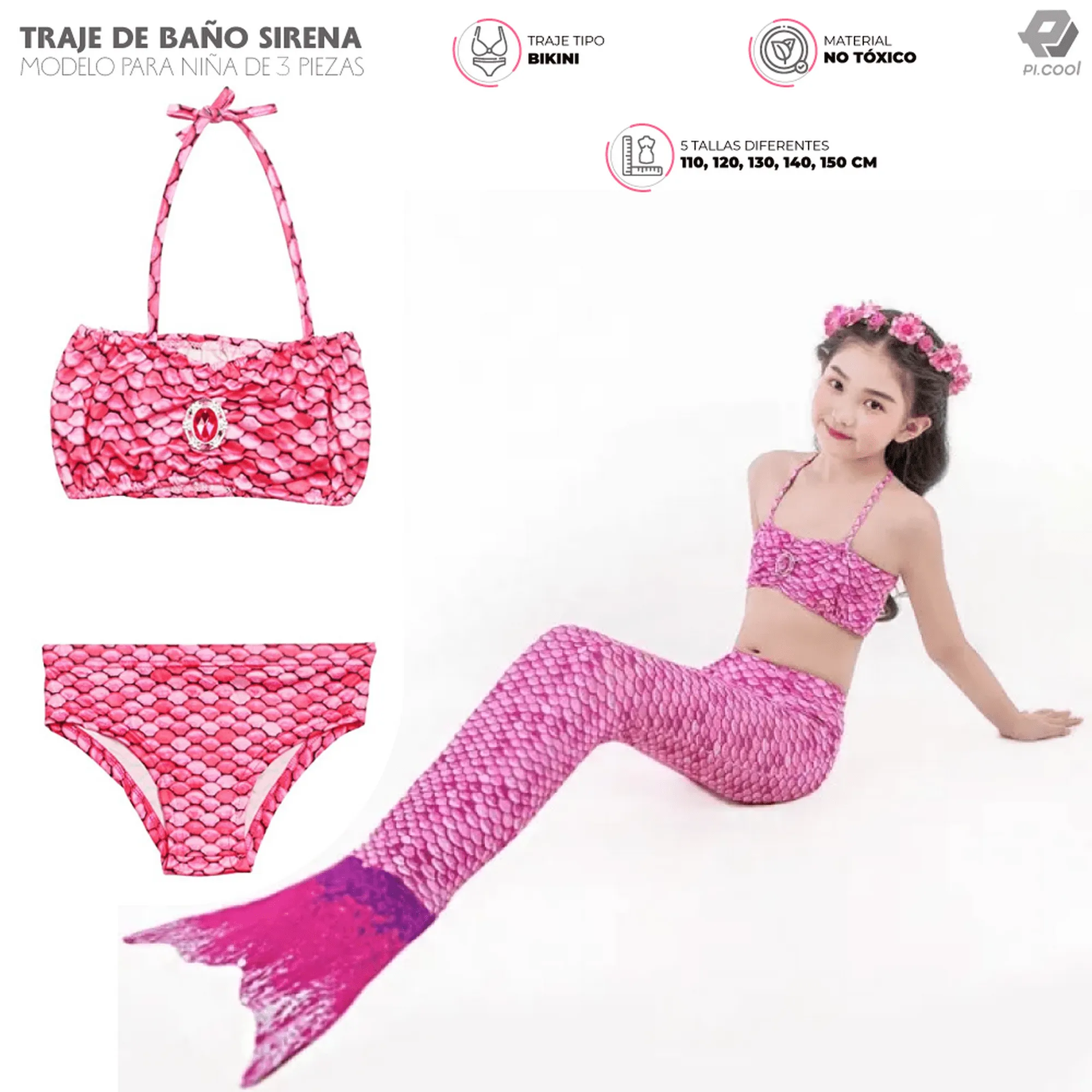 Trajes De Baño Sirena Niñas Para Nadar Pitipa JM1726-PIN-150 | Bodega  Aurrera en línea