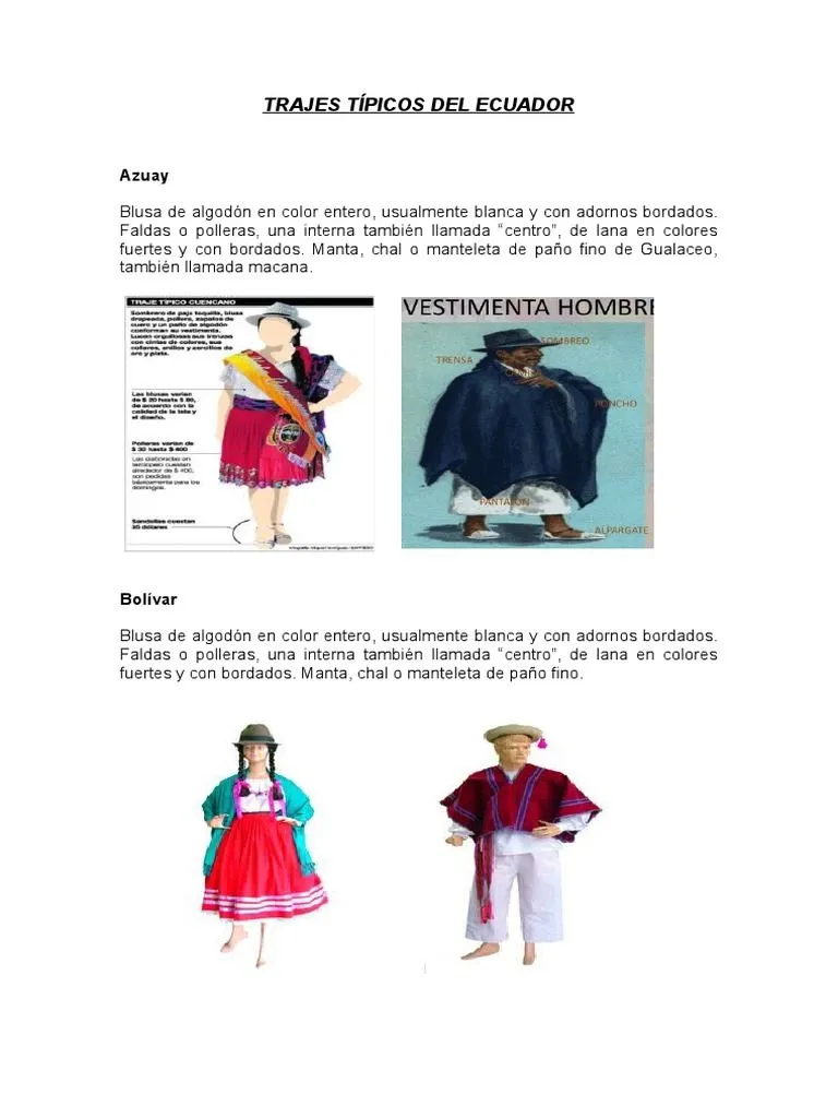 Trajes Típicos Del Ecuador | PDF | Camisa | Ropa Trajes Típicos Del Ecuador | PDF | Camisa | Ropa