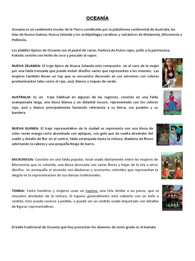 Trajes Típicos de Oceanía | PDF
