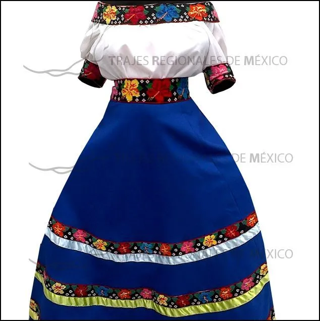 Traje Regional de Tabasco / Vestido Profesional con falda en azul ... Traje Regional de Tabasco / Vestido Profesional con falda en azul ...