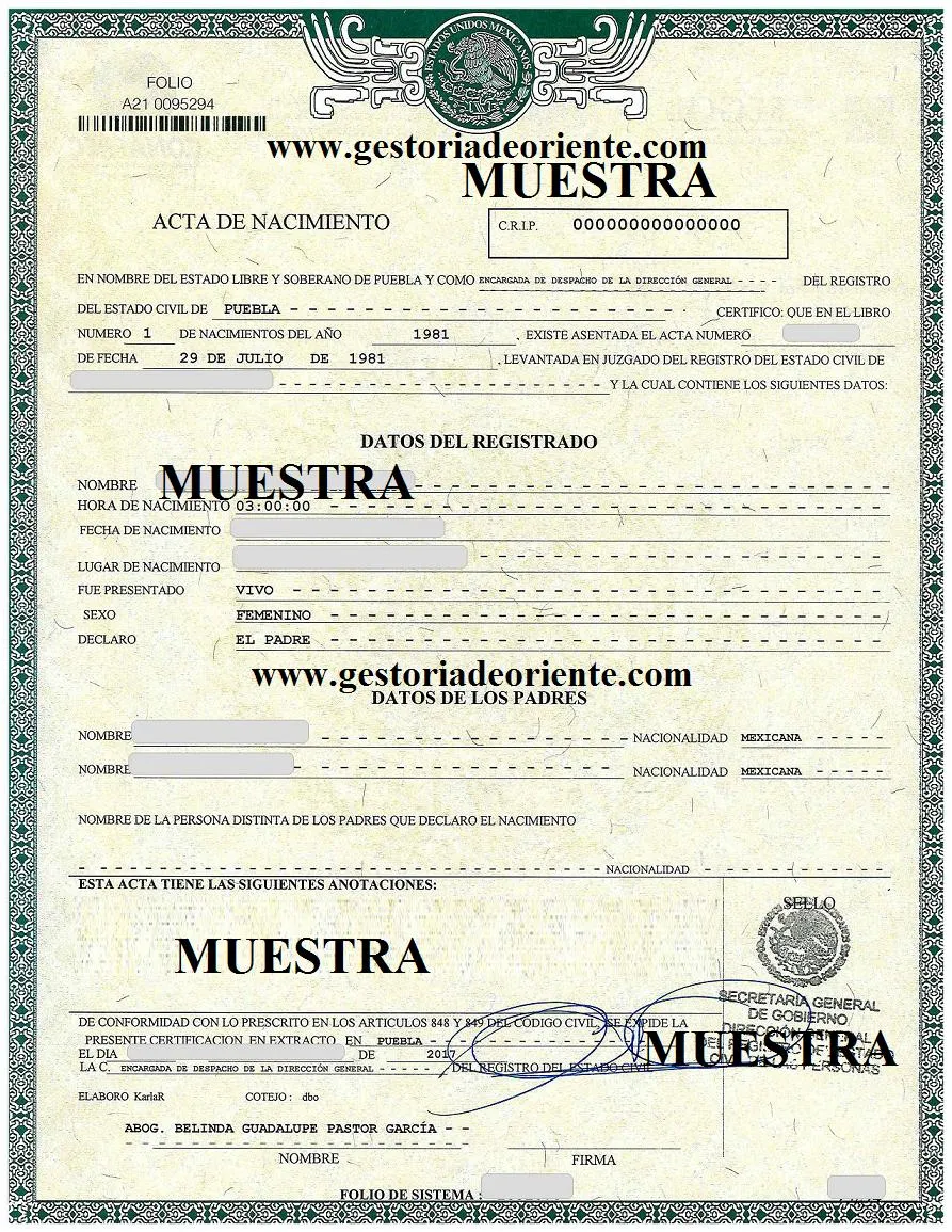 Tramitar acta de Registro Civil en Puebla y Tlaxcala