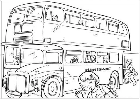 Transportes para colorear: Autobús típico de Londres Transportes para colorear: Autobús típico de Londres