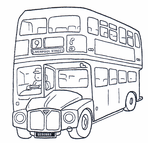 Transportes para colorear: Autobús típico de Londres
