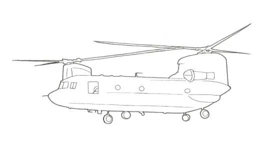 Transportes para colorear: Helicóptero militar de doble hélice Transportes para colorear: Helicóptero militar de doble hélice