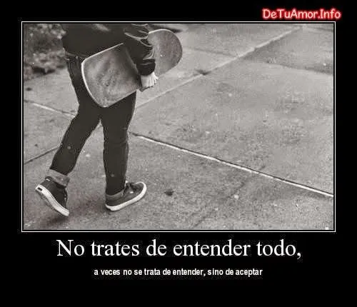 No trates de entender todo, a veces no se trata de entender, sino ... No trates de entender todo, a veces no se trata de entender, sino ...